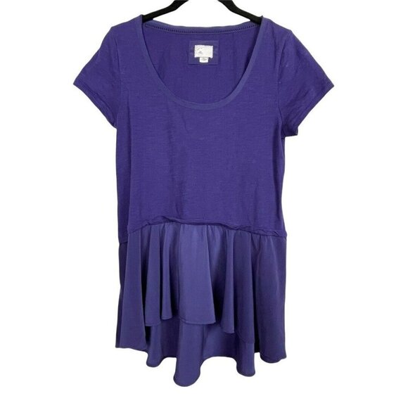 Anthropologie Postmark High‎ Low Peplum Purple Short Sleeve Blouse Size XS - Picture 1 of 5